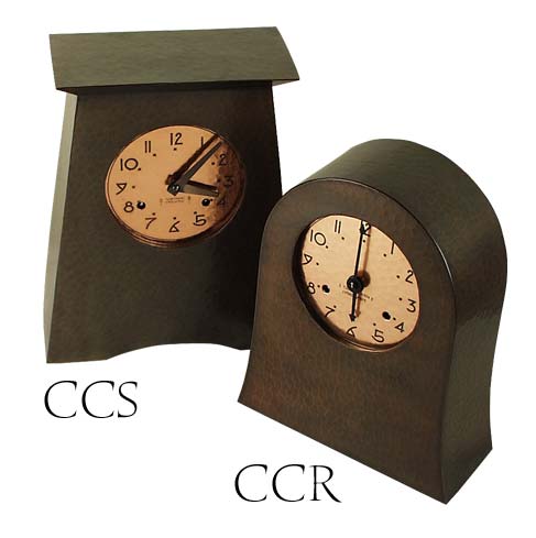 arts and crafts style hand crafted hand hammered copper mantle clocks with eight day german mechanical movement
