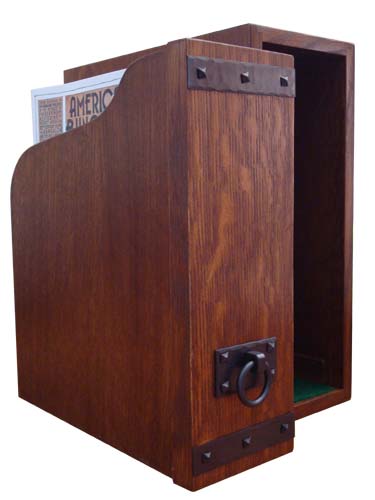hand crafted quartersawn oak slipcase with copper hardware and pyramid head nails